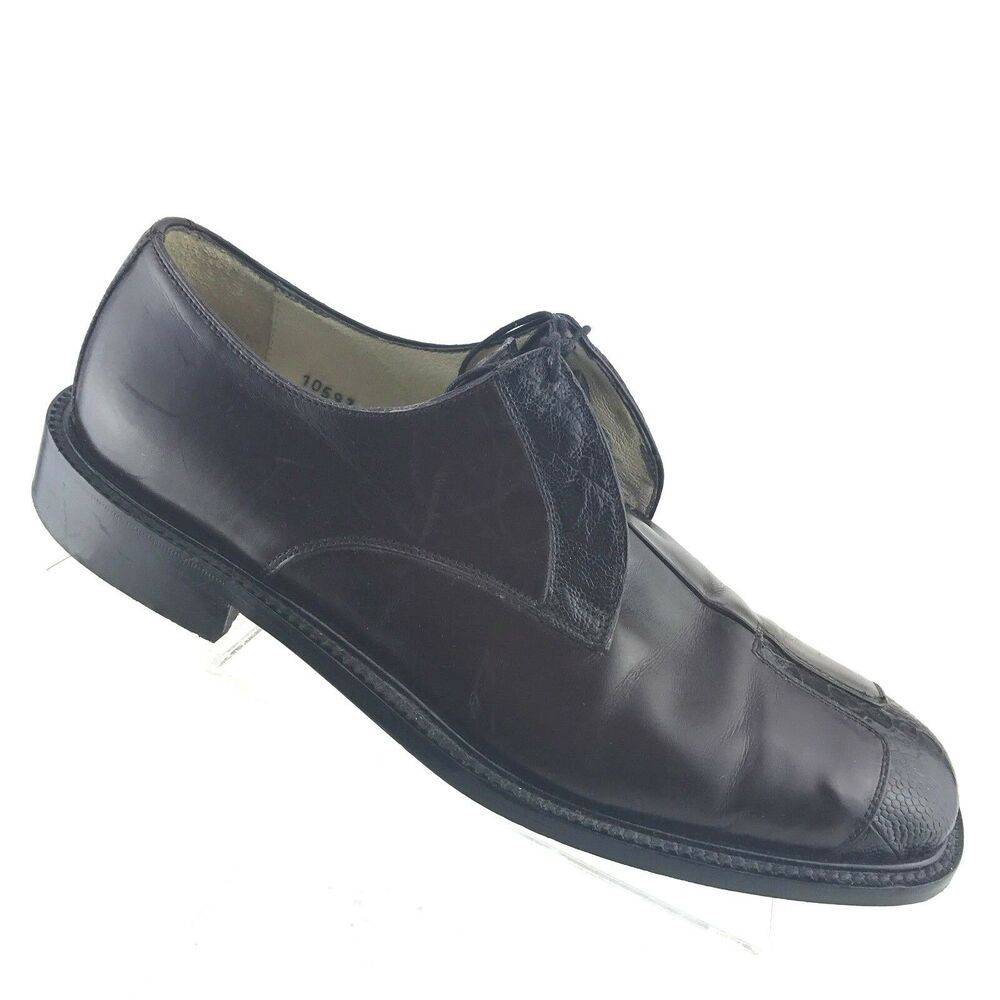 Belvedere Calf‎ & Ostrich Oxford Mens Size 10.5 M Brown Mahogany Split Toe